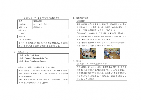 令和７年度　とうきょう　すくわくプログラム活動報告書