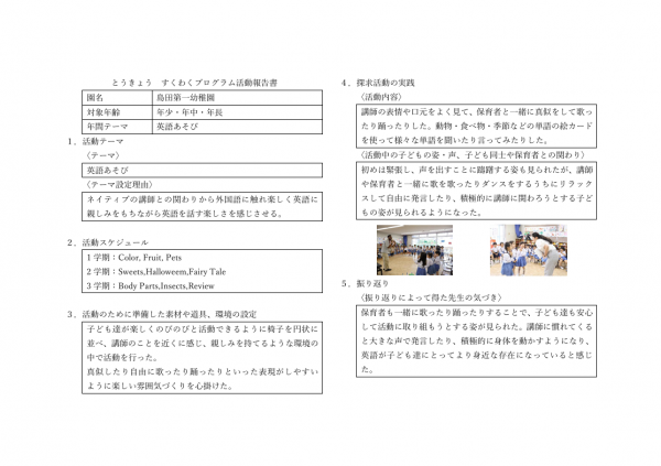 令和７年度　とうきょう　すくわくプログラム活動報告書